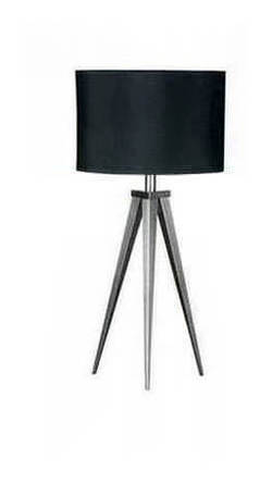 Nickel Finish Tripod Feature Lamp with Black Shade